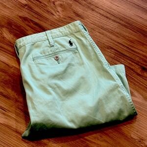 Polo Ralph Lauren Mens 38 Relaxed Fit 10" Green Chino Shorts Navy Pony Preppy